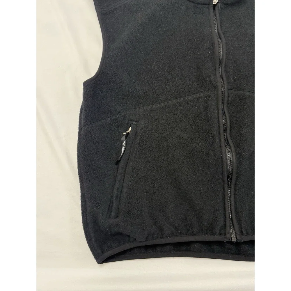 Vtg The North Face TNF Polartec Fleece Vest Full Zip Black‎ Mens L  Made in USA